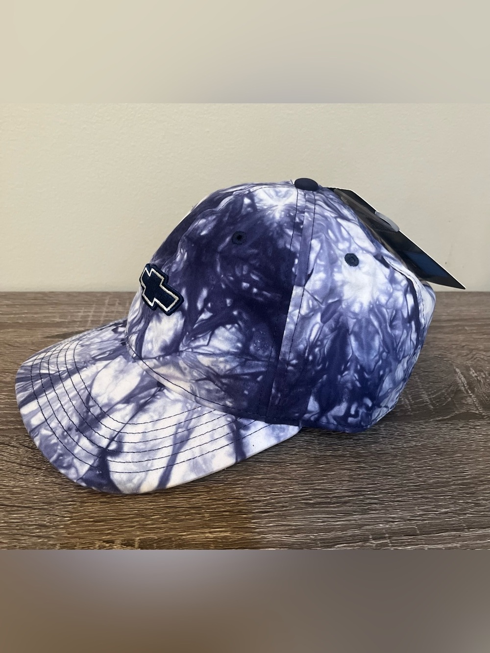 NWT Chevrolet Blue Tie-Dye Baseball Cap Embroidered Bowtie Logo One Size